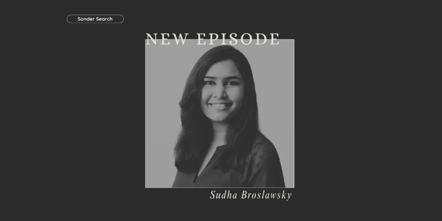 Sonder Search podcast episode artwork featuring Sudha Broslawsky